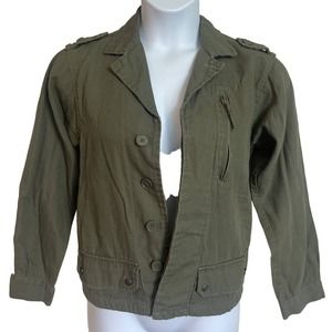 Wet Seal Olive Green Button Cargo Bomber Jacket Size Small